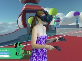 Teen play in tennis VR boobs oops