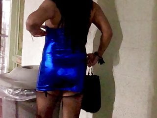 Sexy Rachelle Latina Trans In Slutty Blue Tight Dress
