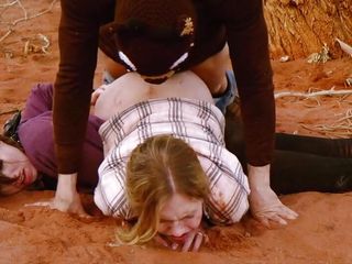 ATM domination for kinky threesome in the Colorado desert--Rebel Rhyder, Brooke Johnson