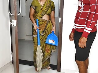 Komal was not at home, husband called the garbage man inside and started fucking at the door