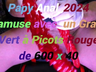 Papy s'amuse avec son grand vert à picots rouge de 600 x 40