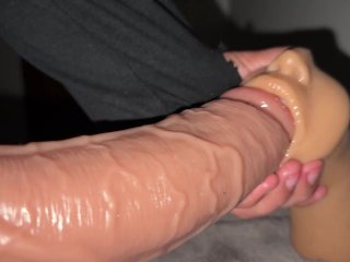 Delicious and very wet blowjob! This super tongue makes my dick drool.