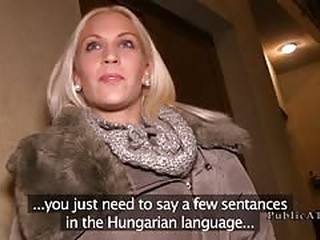 Hungarian blonde gets quick fuck in public