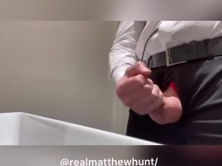 Toilet handjob and cum
