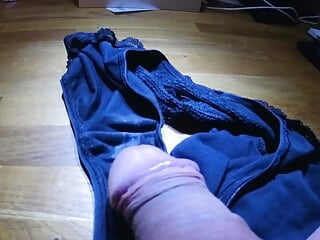 Rubbing Cock and Wanking into Dirty Panties