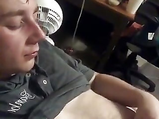 Cute young college student eats cum off himself
