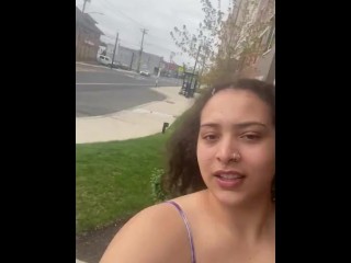 Nervous college slut walking around campus w nut on face ( teaser )