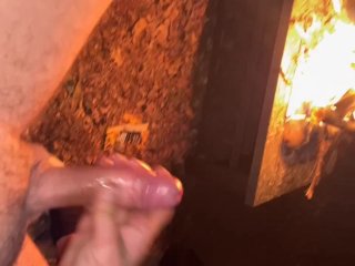 Masturbating next to the campfire trying to not get caught