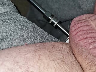 Bigger cum while getting machine fucked. Closer look this time too.