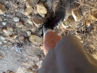 Spraying milk, sucking dick and getting my dirty MILF ass creampied in an old mine shaft.