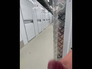 Jerking off and cumshot in public storage facility!