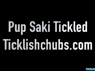 Submissive Pup Saki tickled on cock and feed by bear Matt